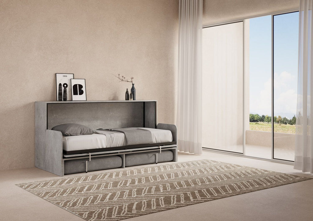 Letto singolo a scomparsa orizzontale con divano Auda