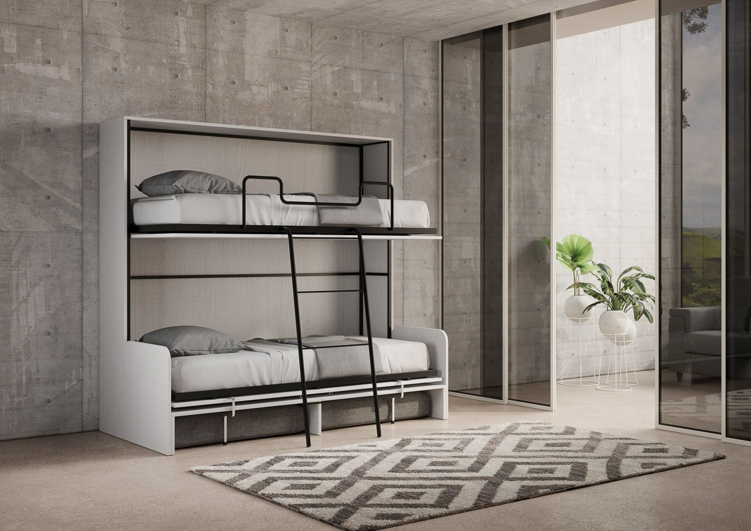 Letto a castello a scomparsa con divano Auda