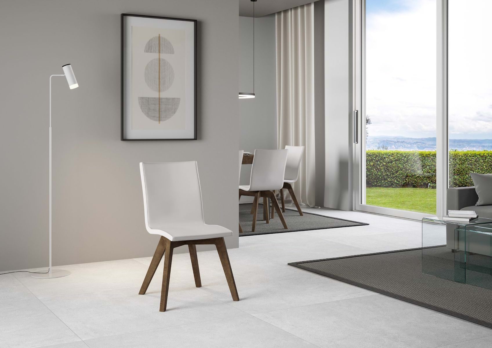 Sedia da cucina imbottita con gambe in legno Linette