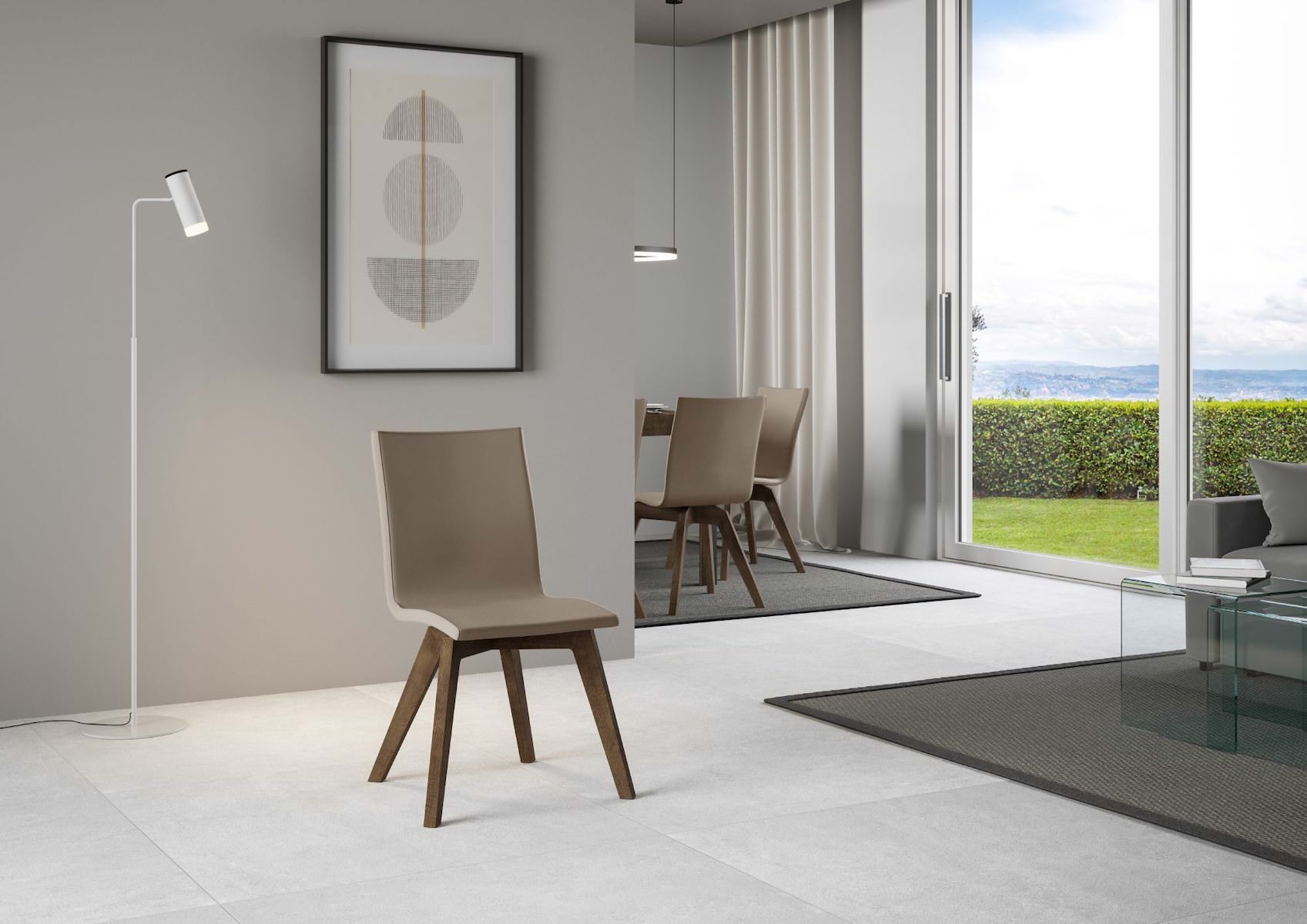 Sedia da cucina imbottita con gambe in legno Linette