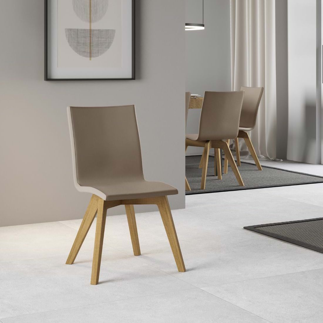 Sedia da cucina imbottita con gambe in legno Linette