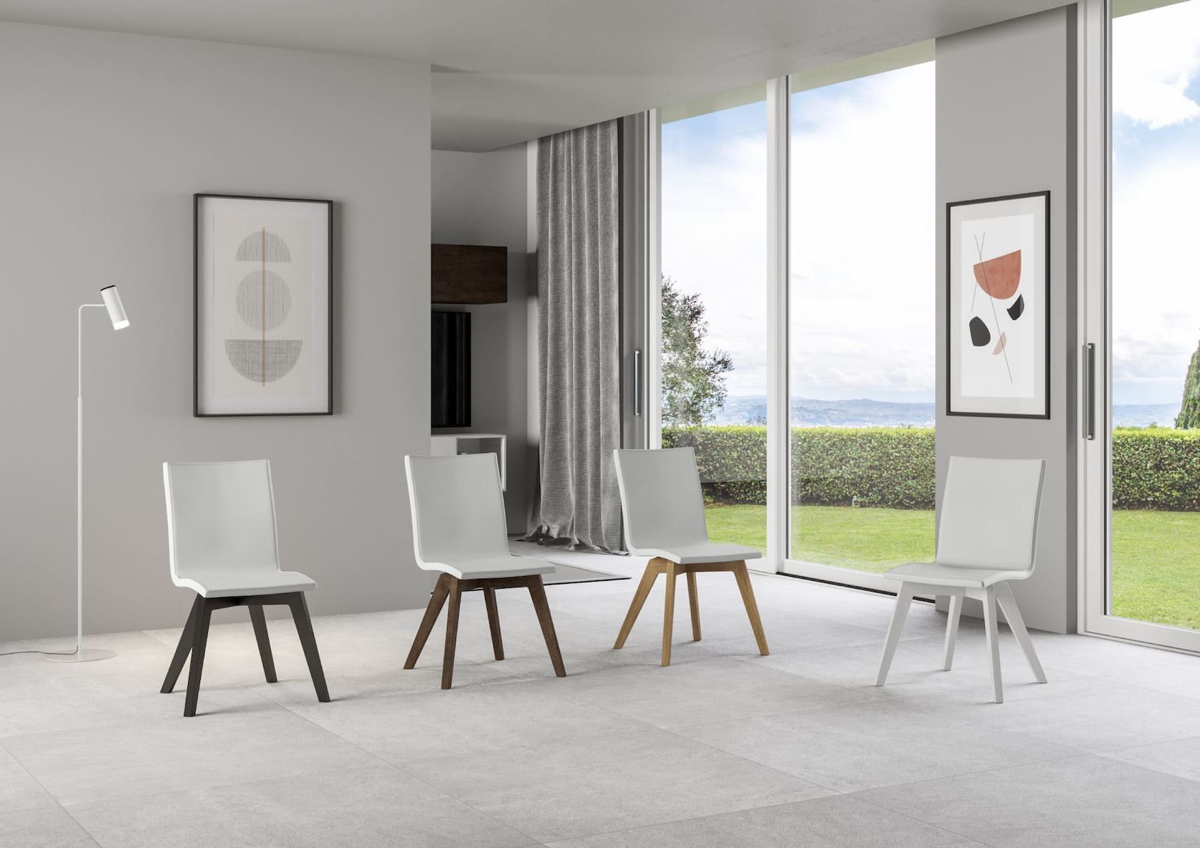 Sedia da cucina imbottita con gambe in legno Linette