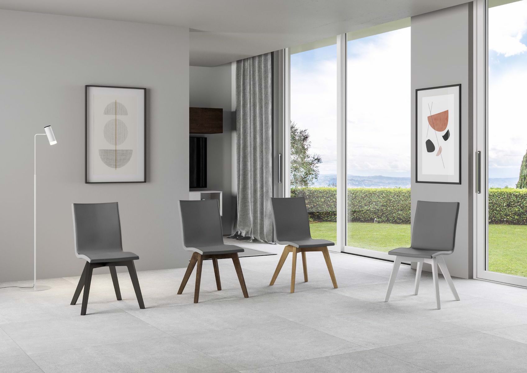 Sedia da cucina imbottita con gambe in legno Linette