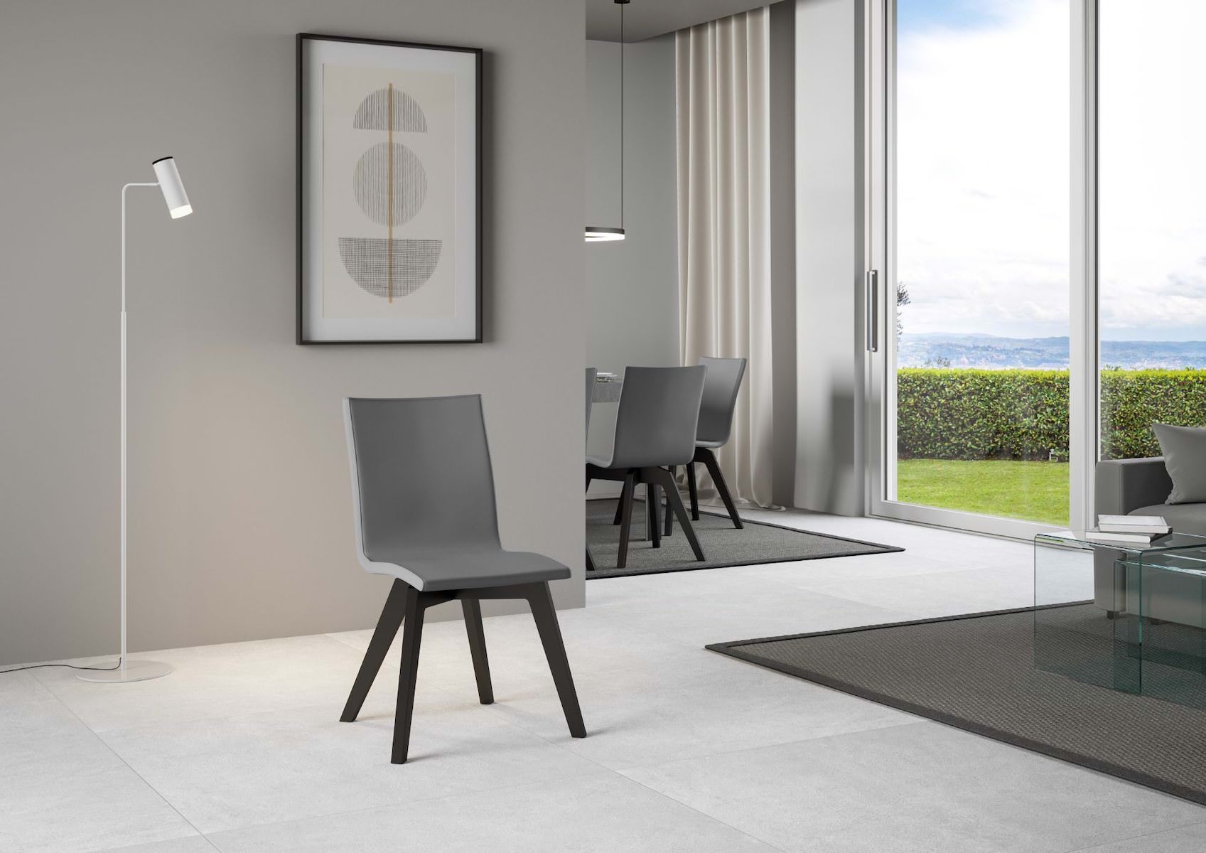 Sedia da cucina imbottita con gambe in legno Linette