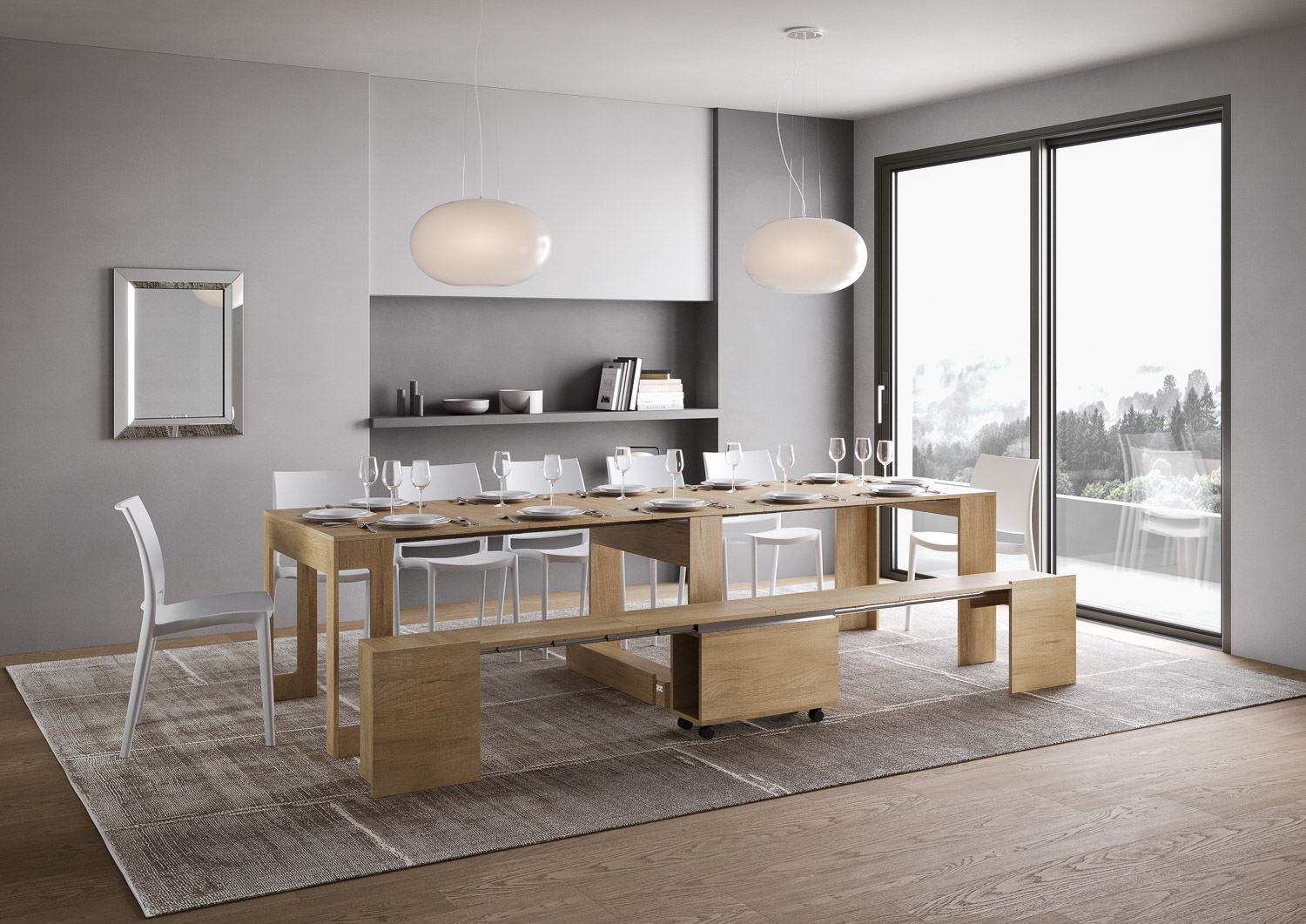 Consolle allungabile con panca Gram