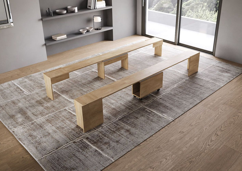 Consolle allungabile con doppia panca Gram