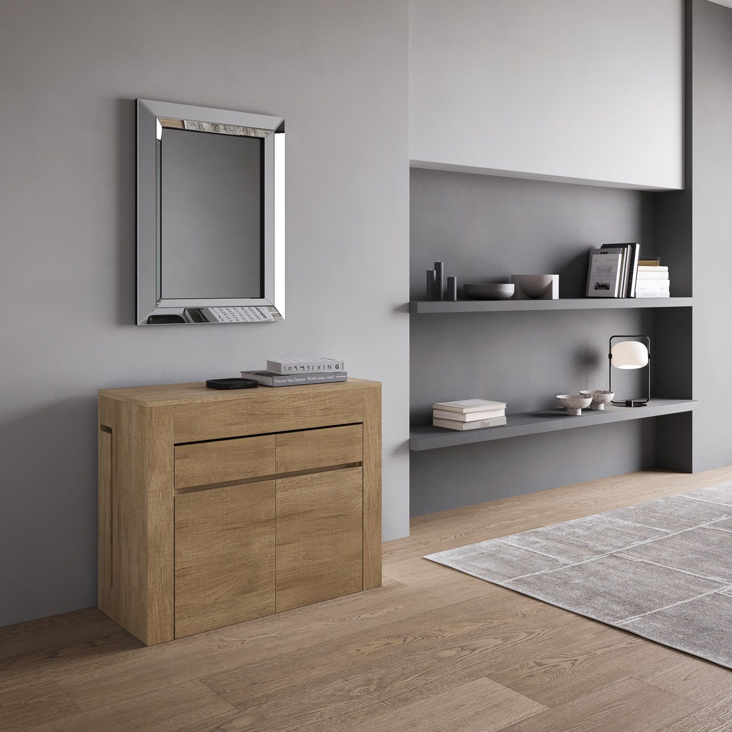 Consolle allungabile con doppia panca Gram