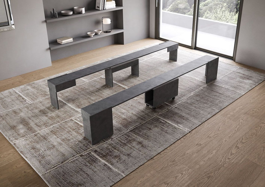 Consolle allungabile con doppia panca Gram