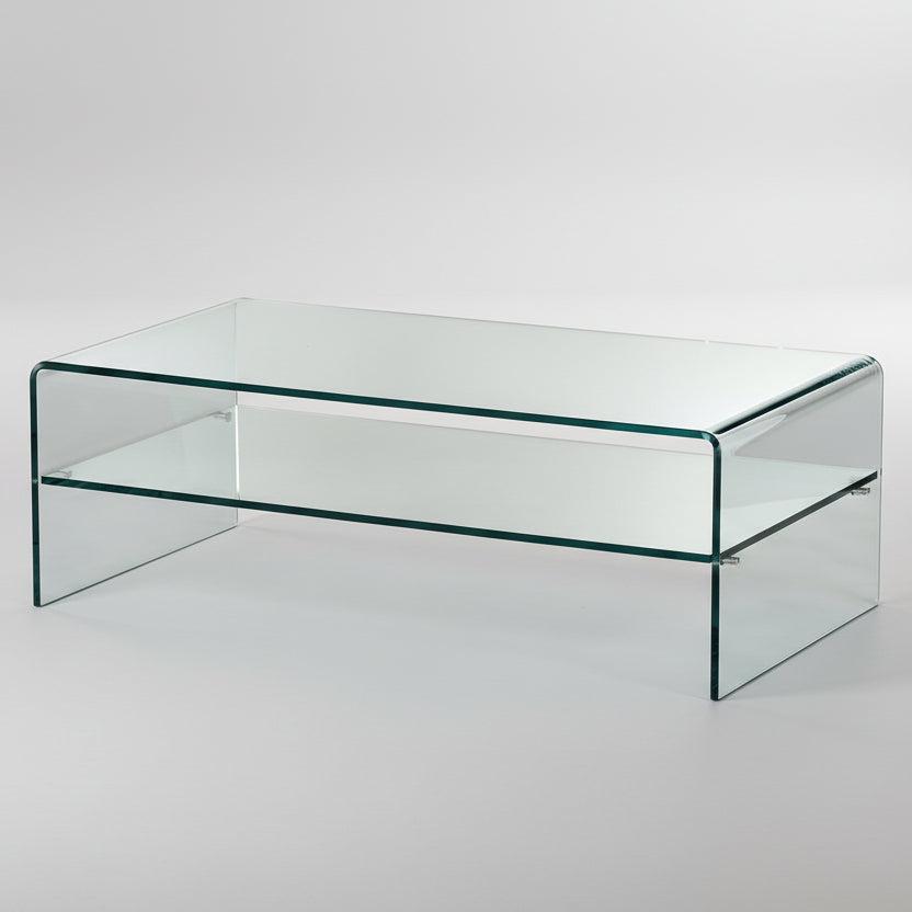 Tavolino da salotto rettangolare in vetro con ripiano Stefan Shelf