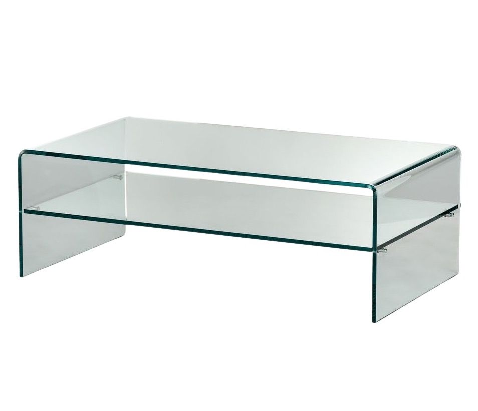 Tavolino da salotto rettangolare in vetro con ripiano Stefan Shelf