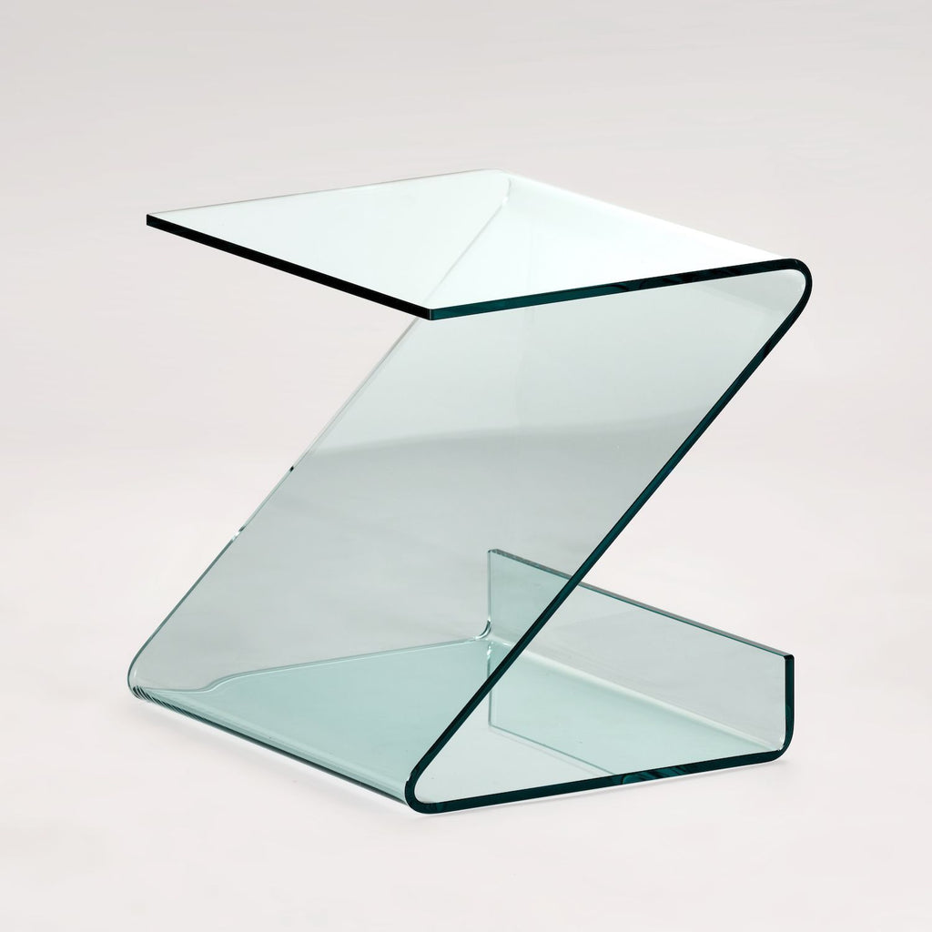 Tavolino lato divano in vetro curvato Bram