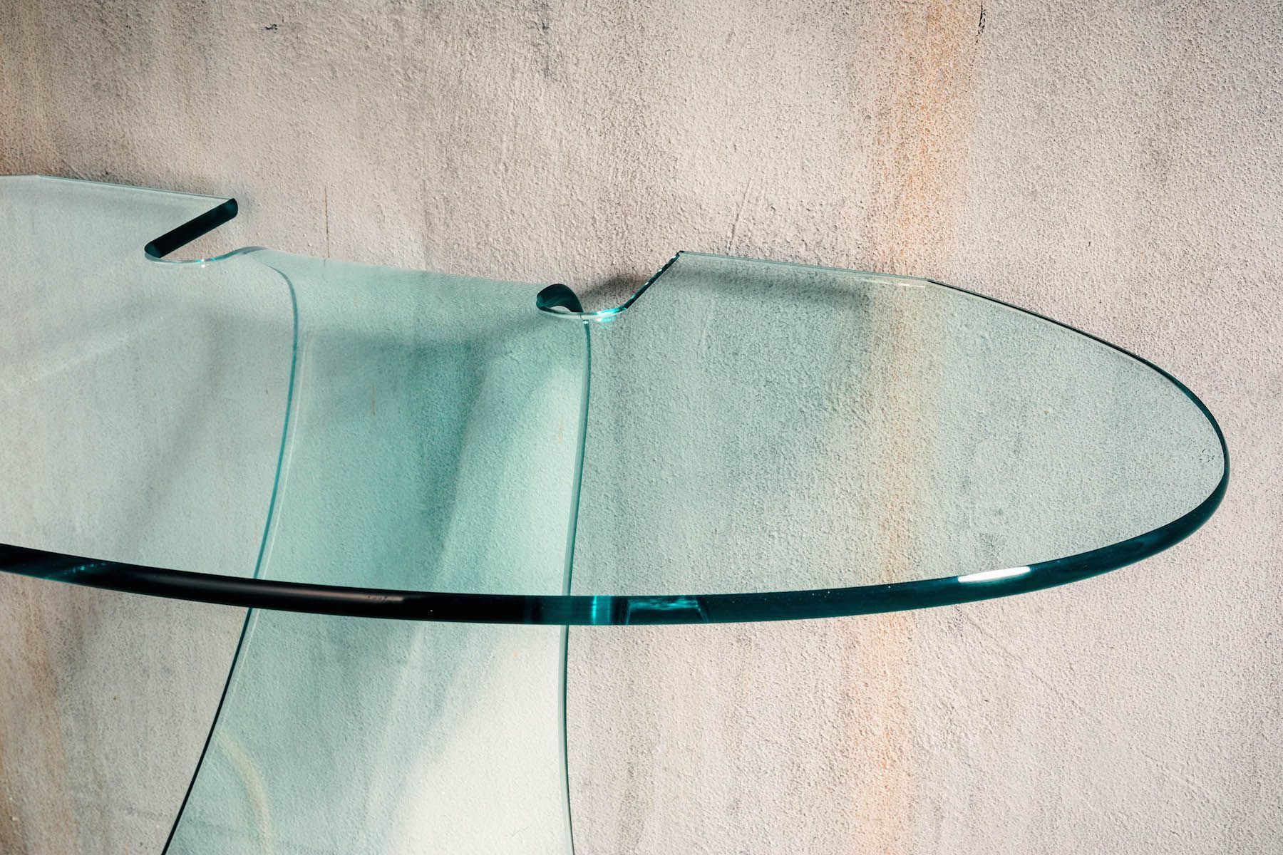 Consolle da ingresso in vetro curvato trasparente Jimmy