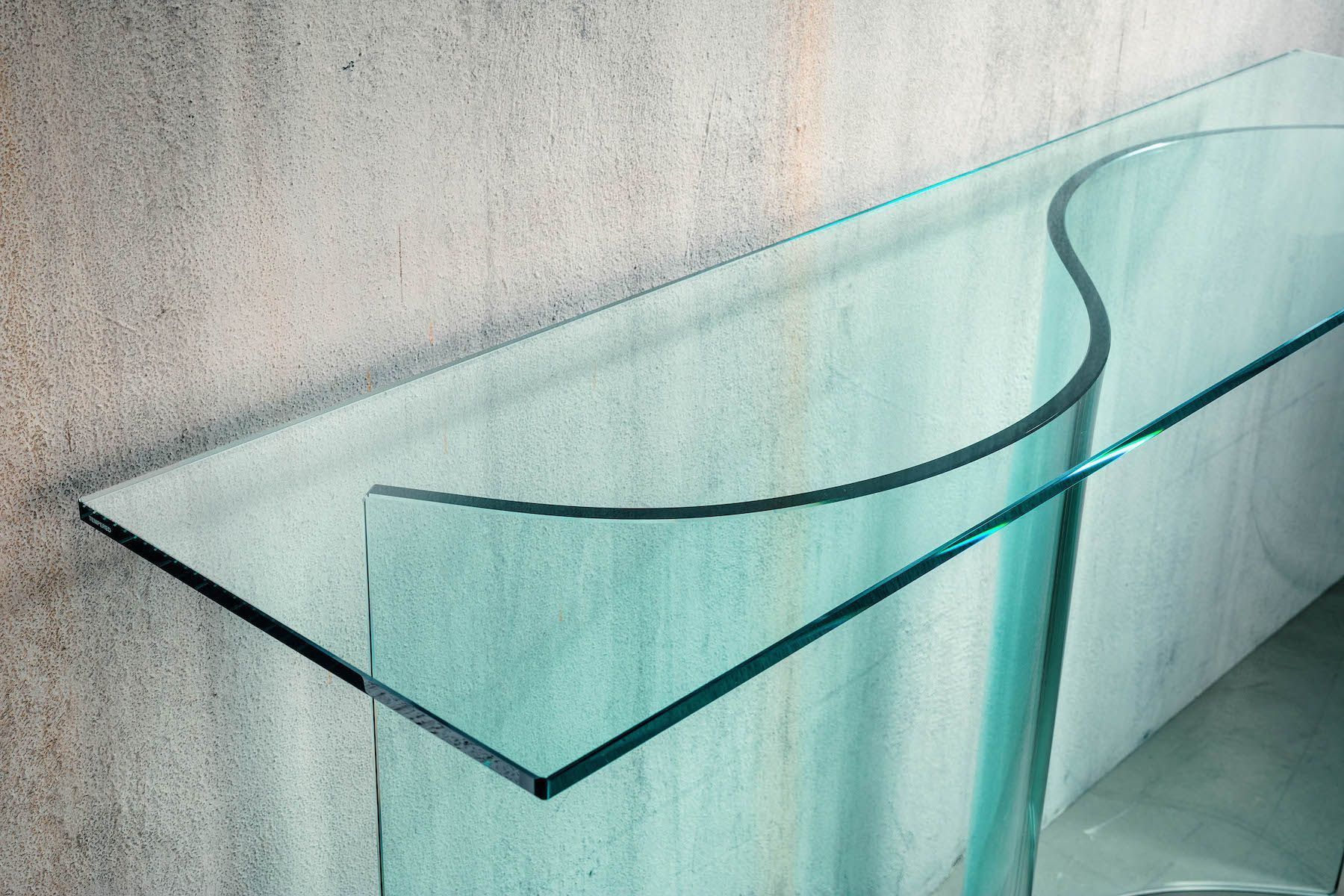 Consolle da ingresso in vetro curvato trasparente Slalom