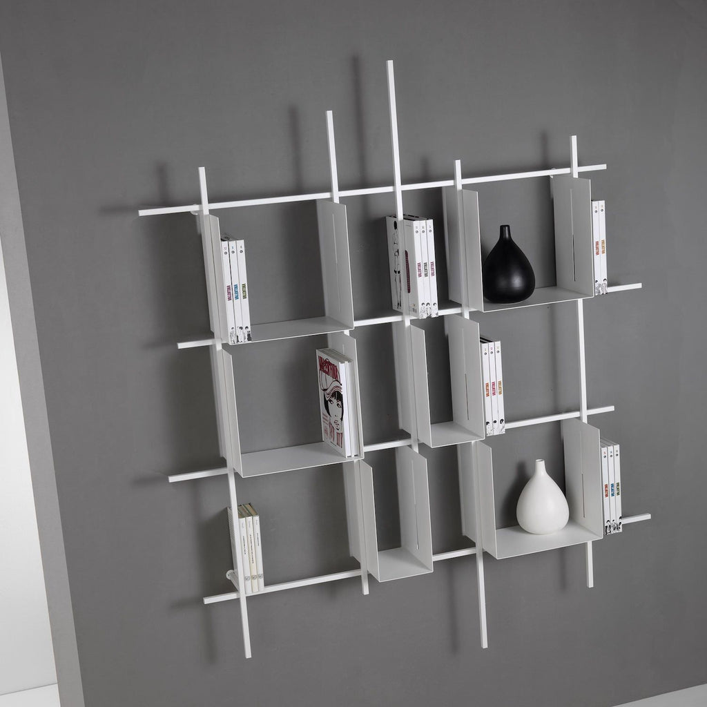Libreria da parete Etere2 in acciaio tubolare
