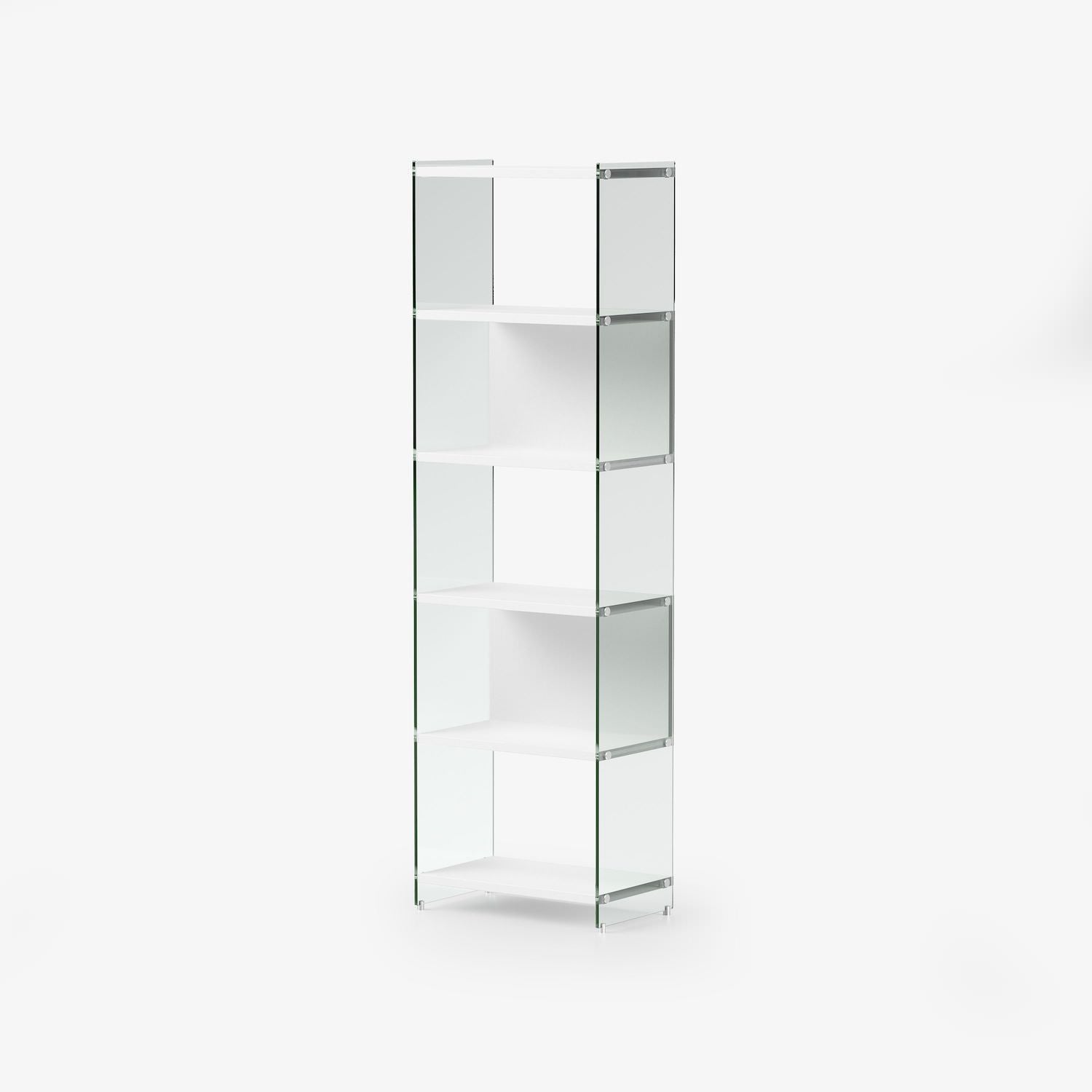 Libreria a colonna Tibor202 in vetro e laminato 202 cm