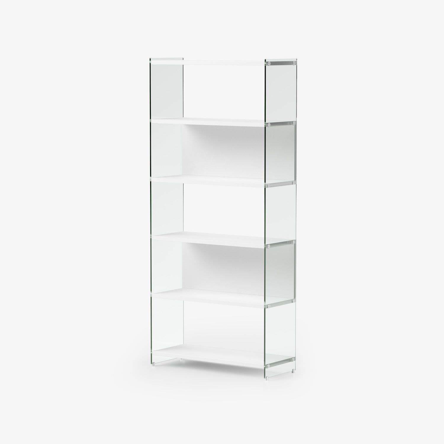 Libreria a colonna Tibor202 in vetro e laminato 202 cm