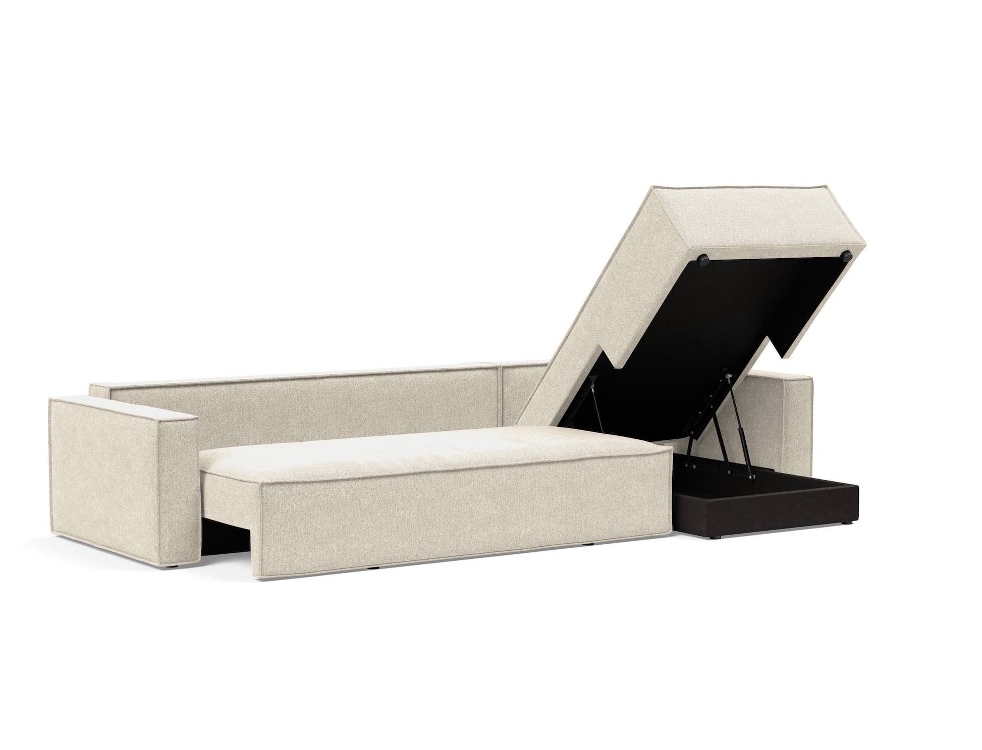 Divano letto matrimoniale con penisola Newilla Lounger - 357 Taura, Off White
