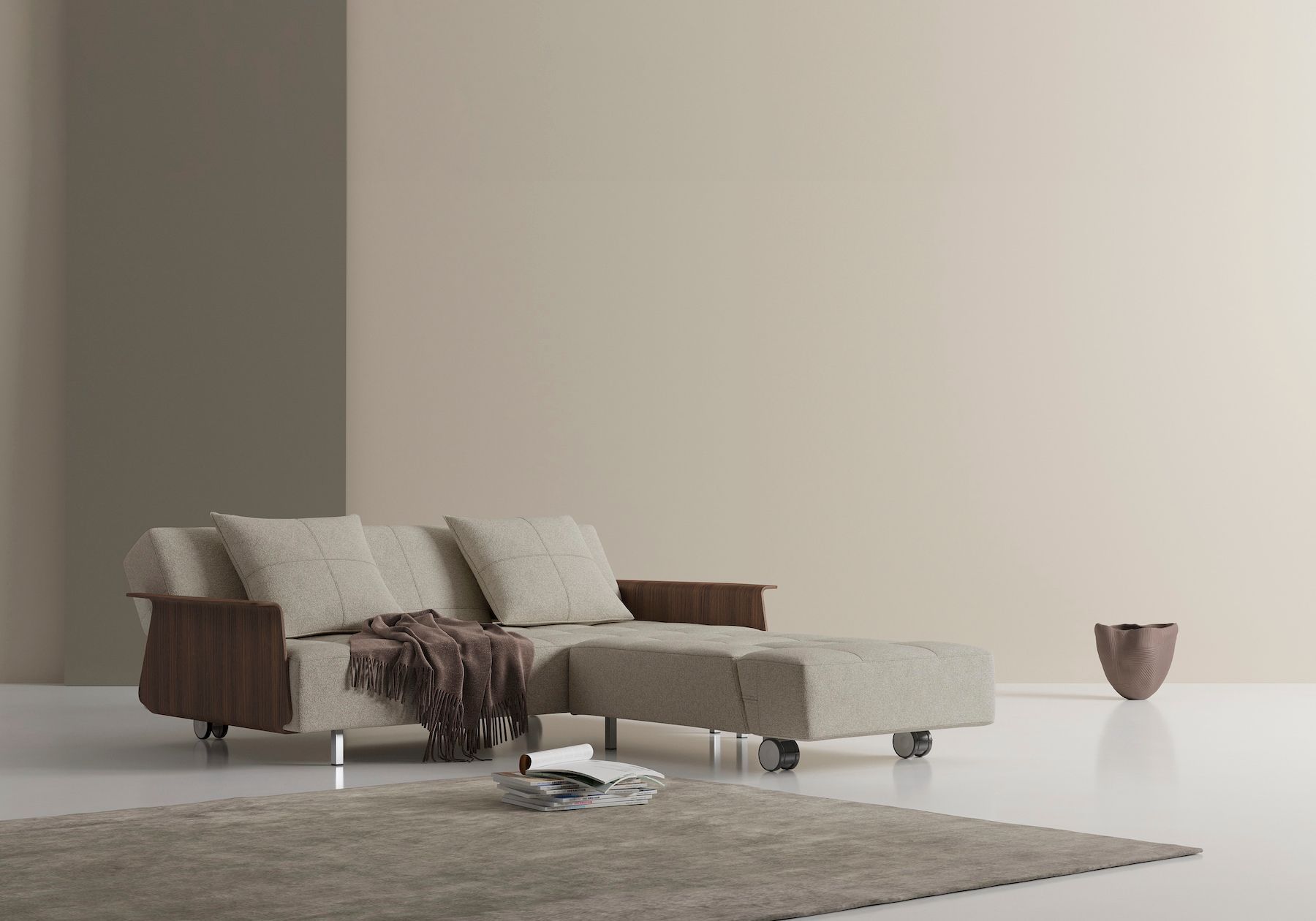 Divano letto matrimoniale con braccioli Longhorn