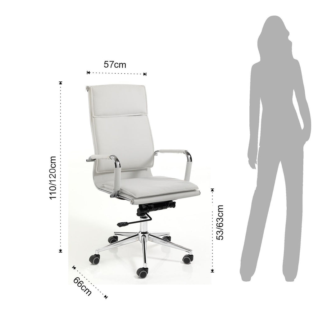 Sedia ufficio in pelle sintetica bianca Goran