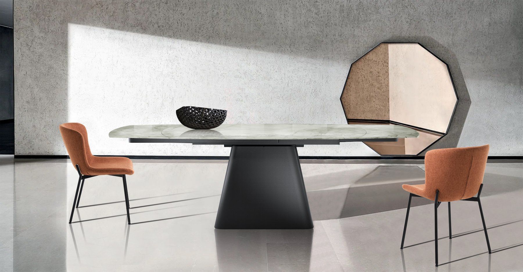 Tavolo allungabile con piano in ceramica Ross White