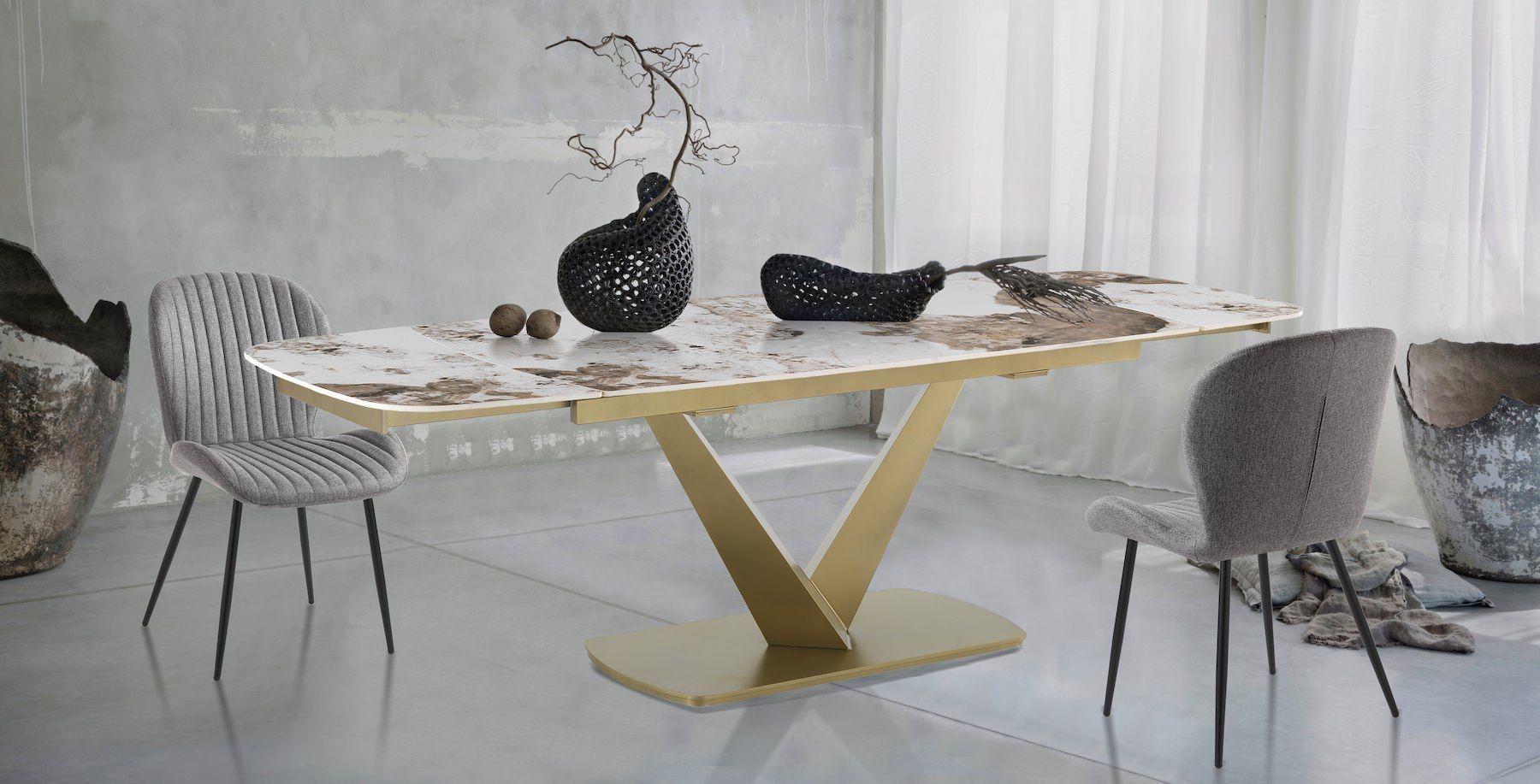 Tavolo allungabile con piano in ceramica Michael A