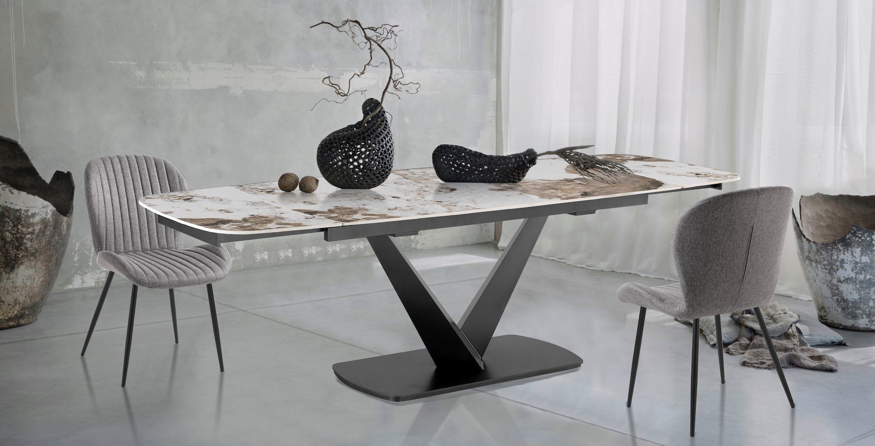 Tavolo allungabile con piano in ceramica Michael B