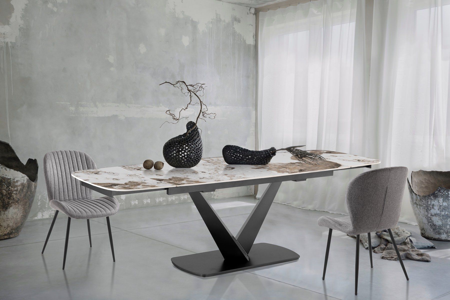 Tavolo allungabile con piano in ceramica Michael B