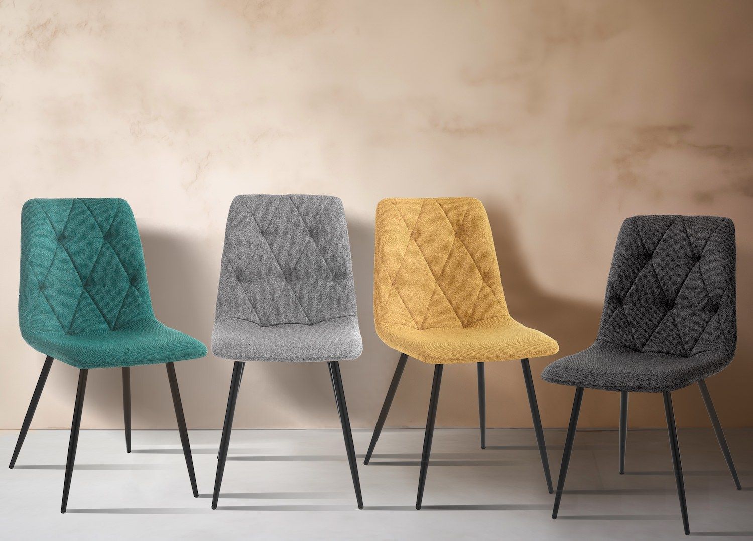 Set 4 sedie imbottite per sala pranzo Mary Multicolor