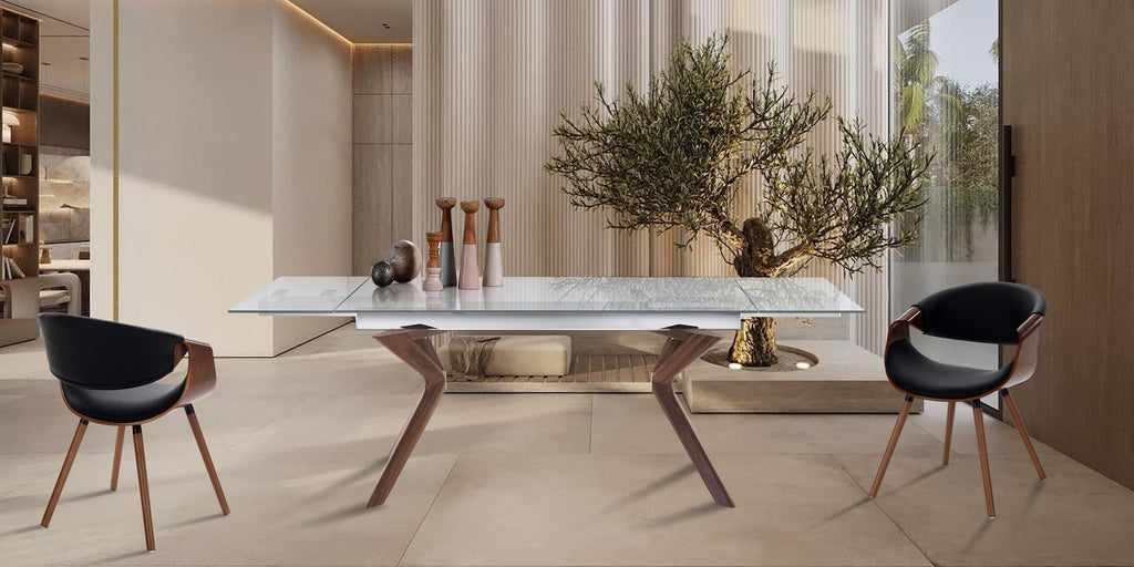 Tavolo in vetro allungabile con gambe in legno Garet