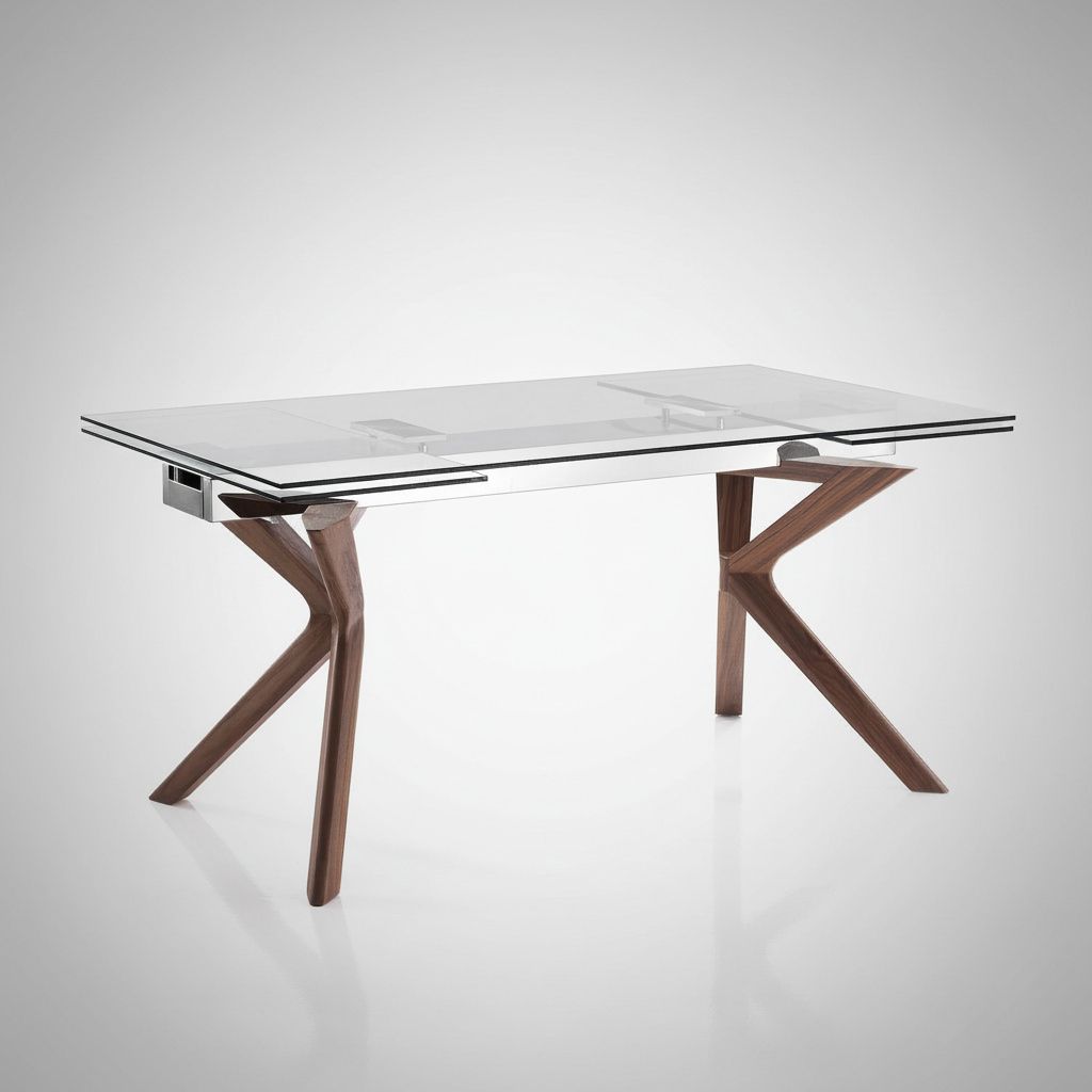 Tavolo in vetro allungabile con gambe in legno Garet