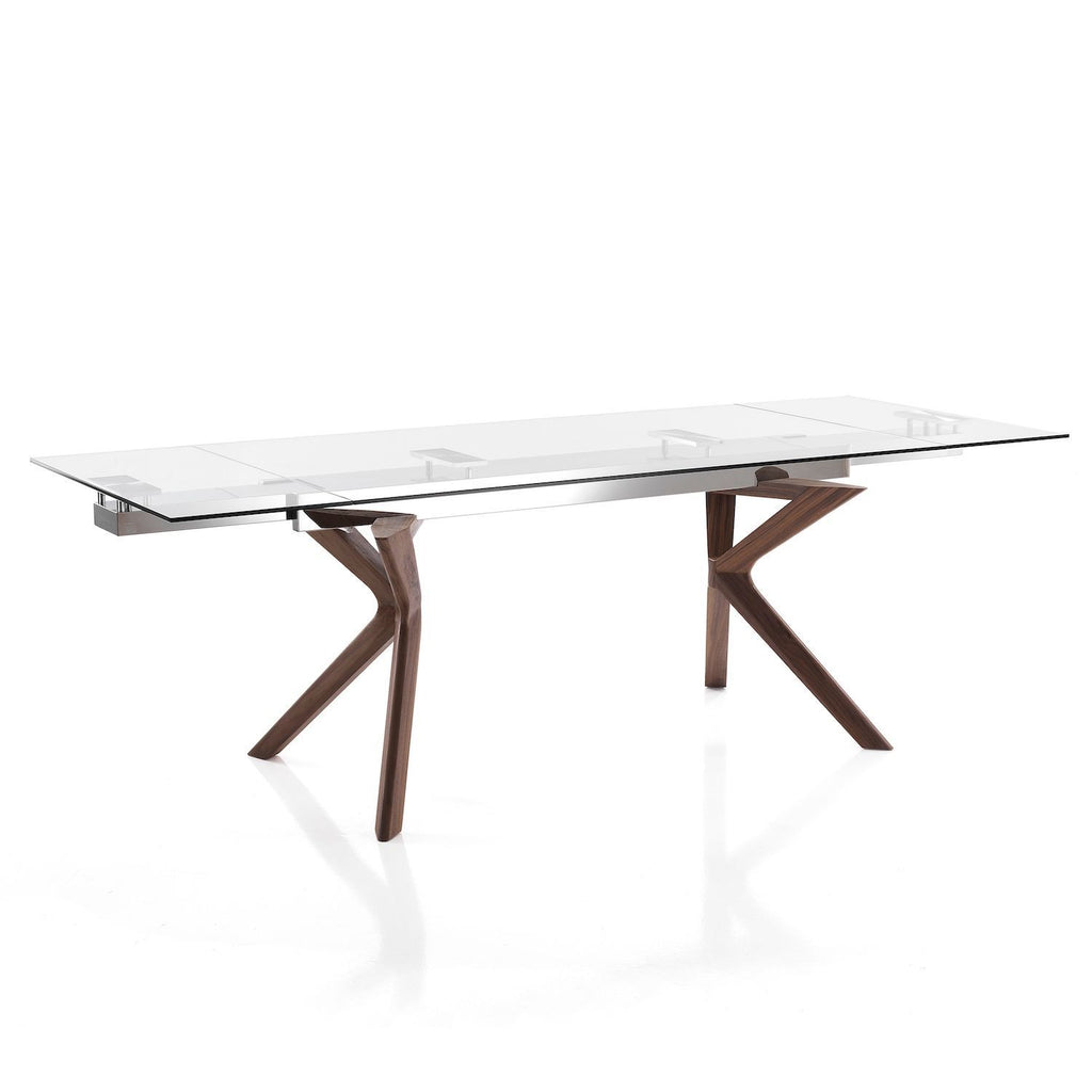 Tavolo in vetro allungabile con gambe in legno Garet