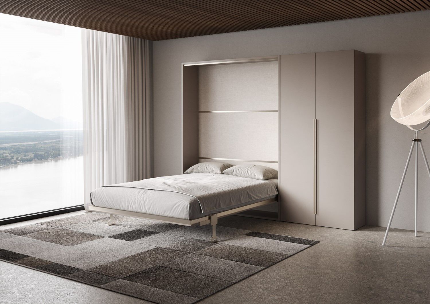 Letto a scomparsa francese o matrimoniale con armadio 2 ante Capital