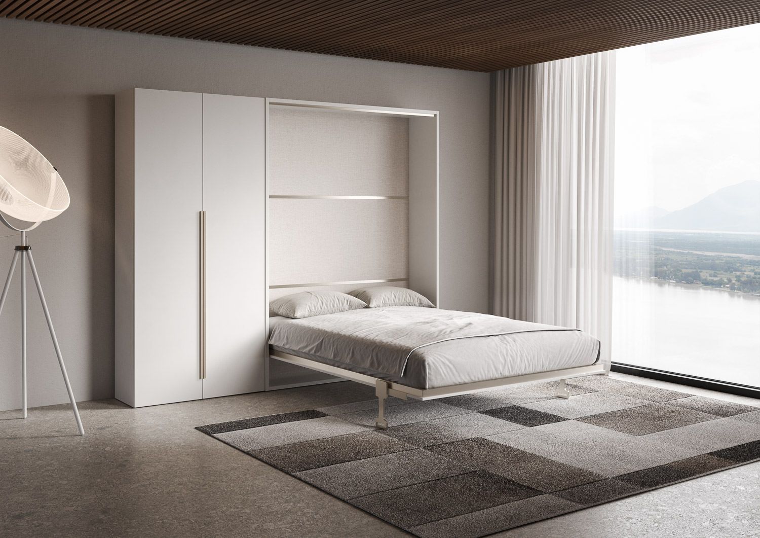 Letto a scomparsa francese o matrimoniale con armadio 2 ante Capital