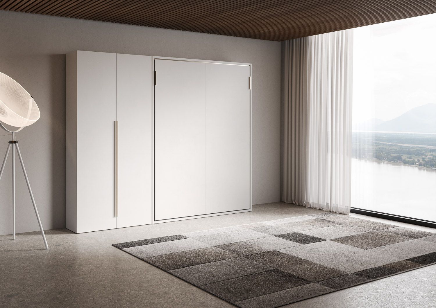 Letto a scomparsa francese o matrimoniale con armadio 2 ante Capital