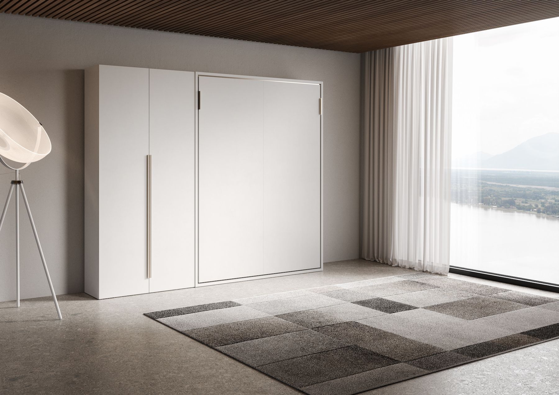 Letto a scomparsa francese o matrimoniale con armadio 2 ante Capital