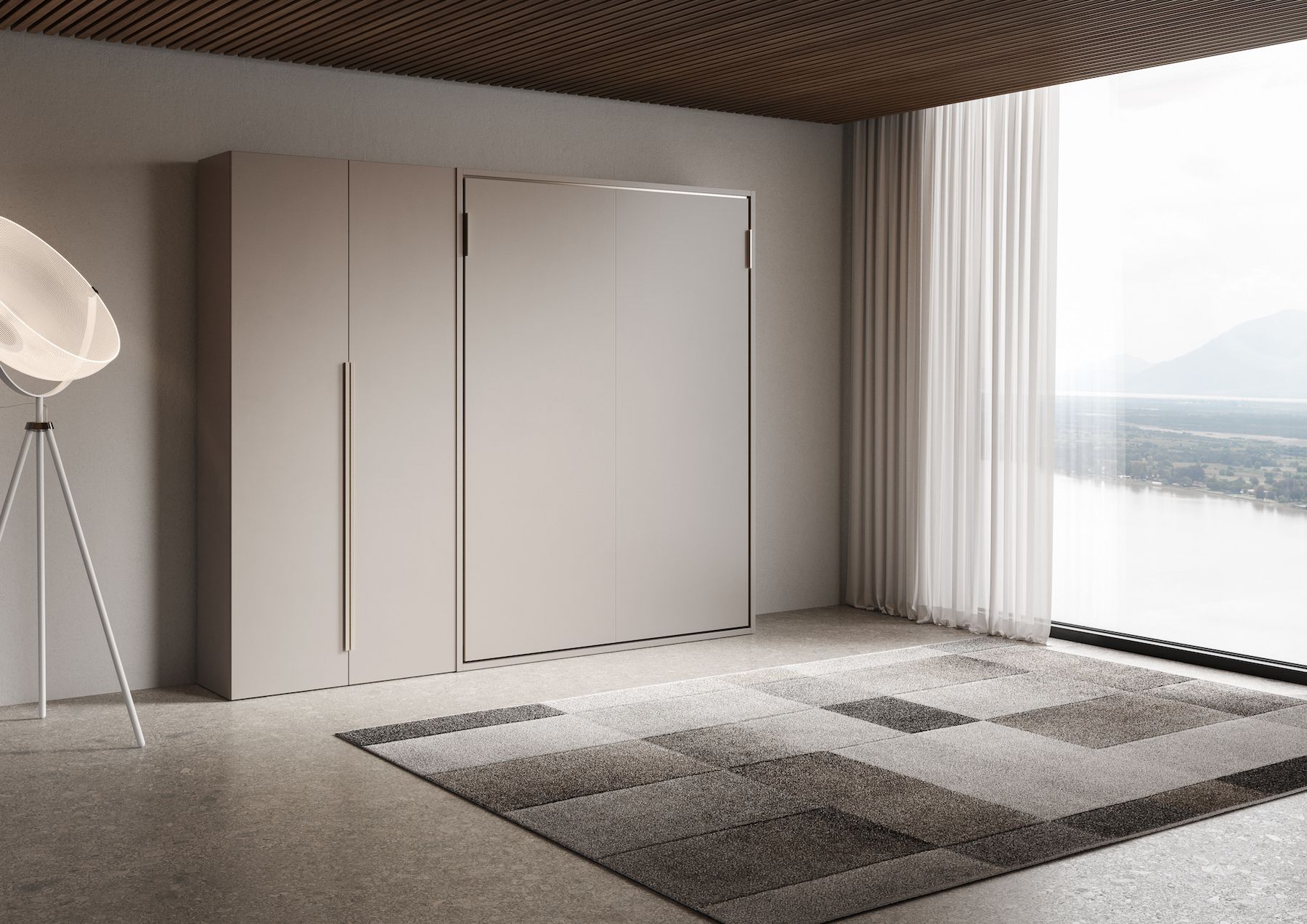 Letto a scomparsa francese o matrimoniale con armadio 2 ante Capital