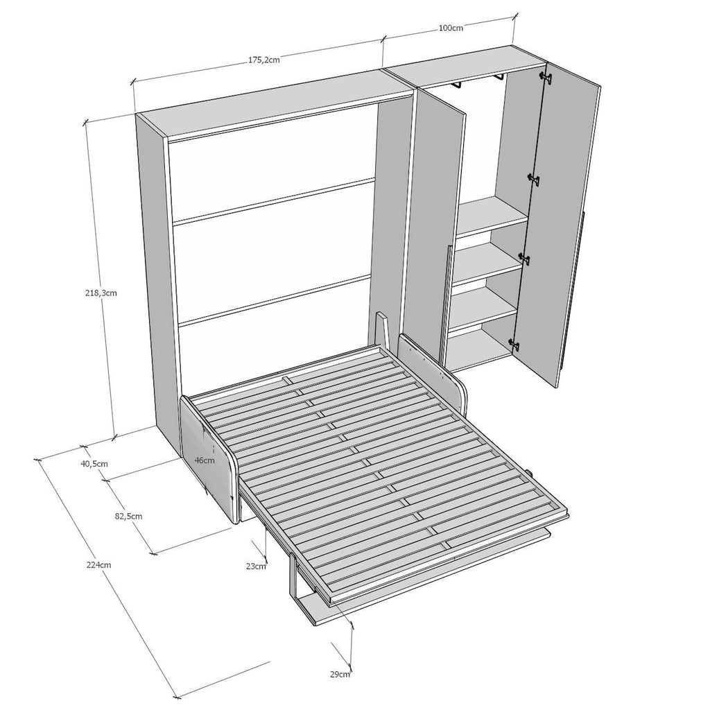 Letto a scomparsa con divano mensola e armadio 2 ante Capital Sofà