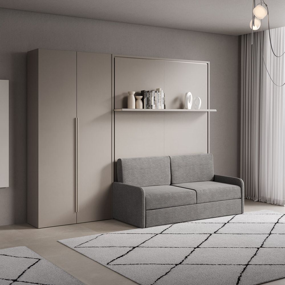 Letto a scomparsa con divano mensola e armadio 2 ante Capital Sofà