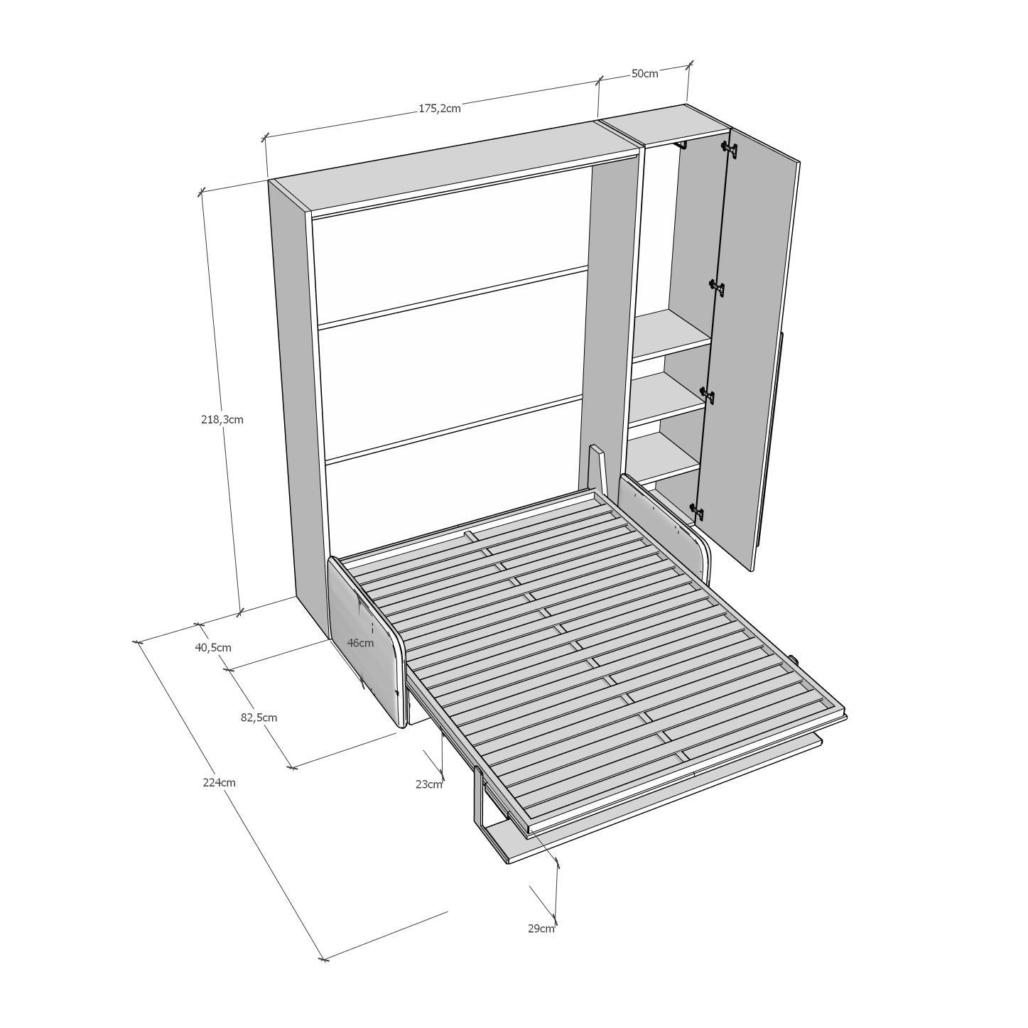 Letto a scomparsa con divano mensola e armadio Capital Sofà