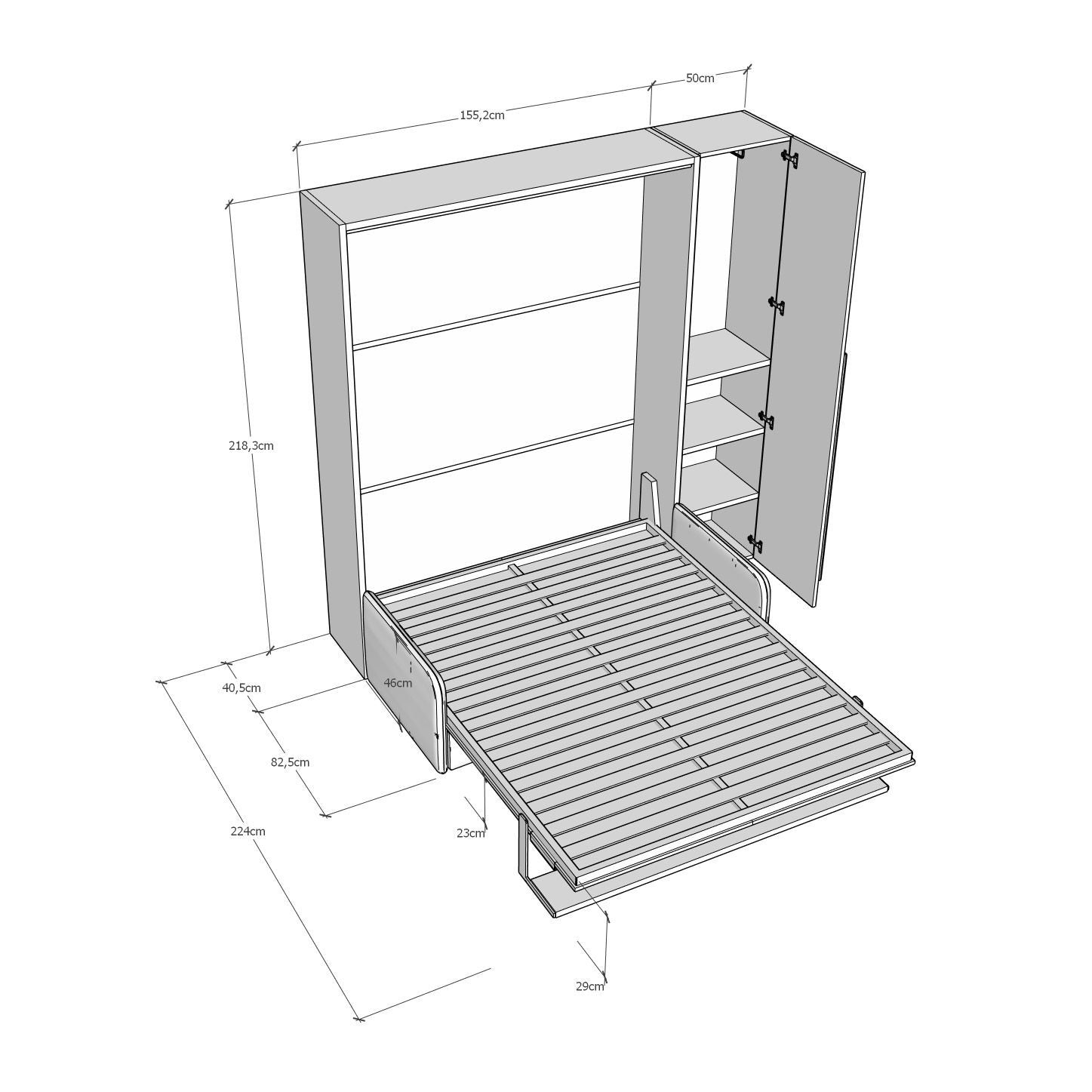Letto a scomparsa con divano mensola e armadio Capital Sofà