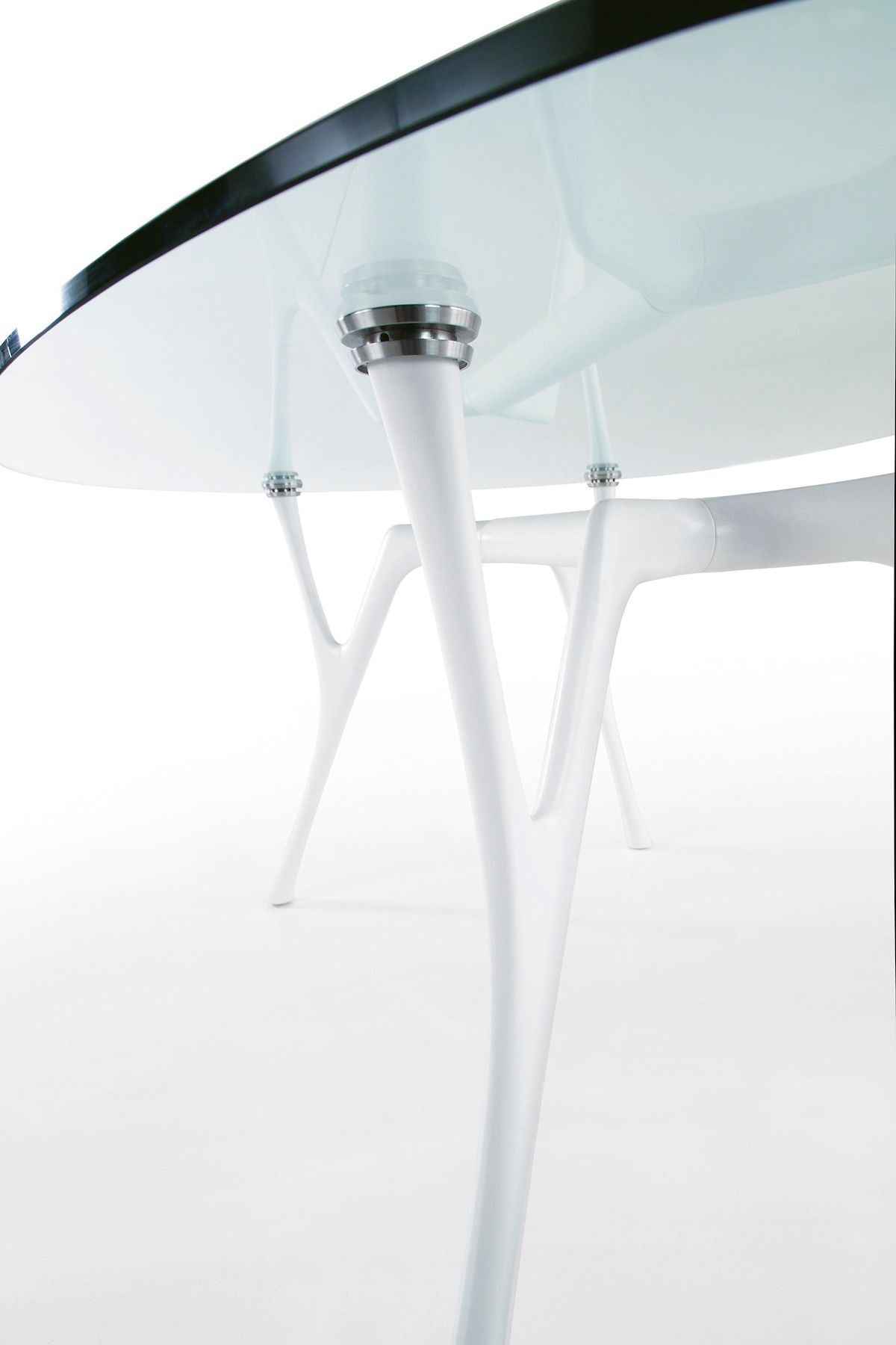 Tavolo scrivania rotondo in alluminio e vetro Perseo Glass