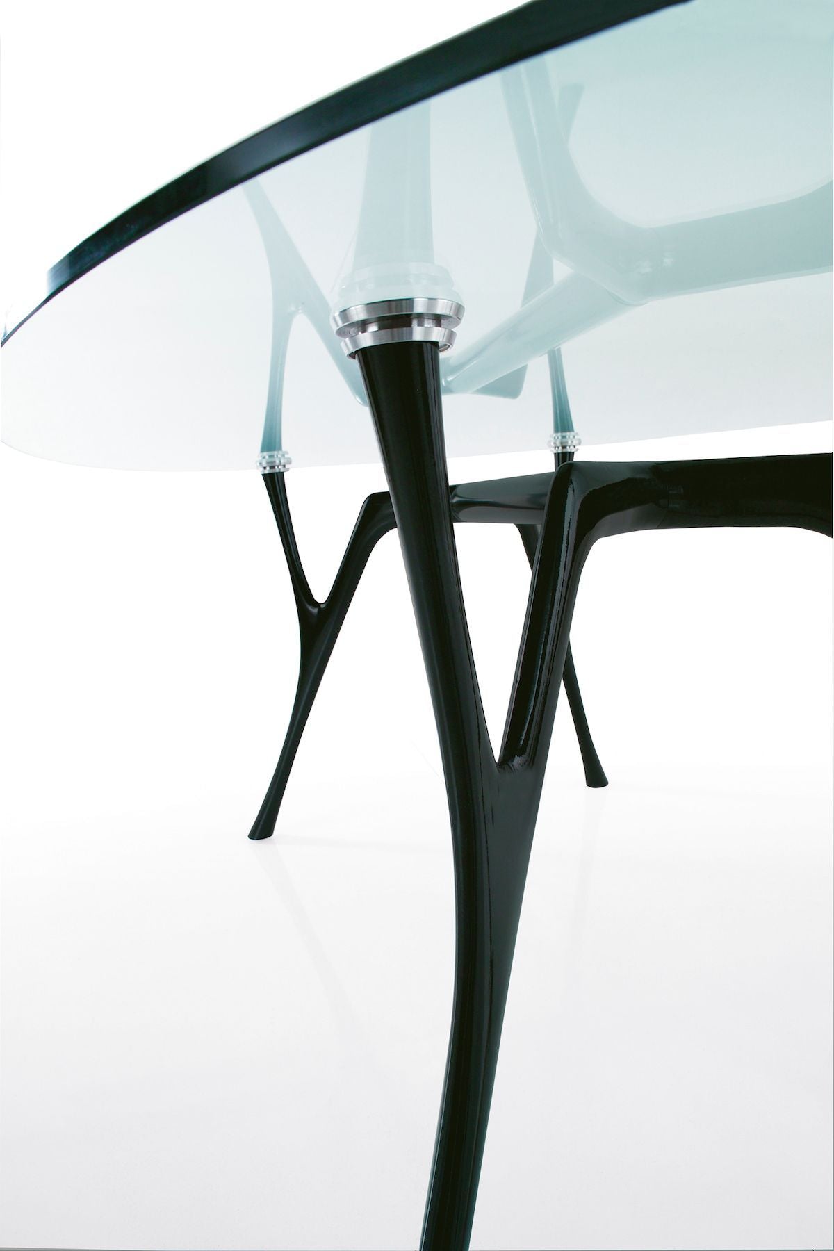 Tavolo scrivania ovale in alluminio e vetro Perseo Glass