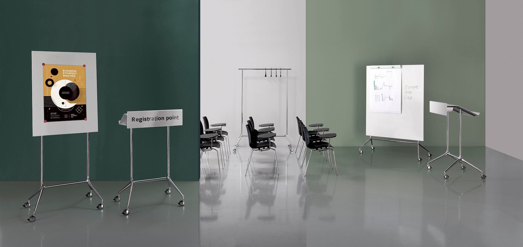 Coppia sedie per ufficio in acciaio e tecnopolimero Emily