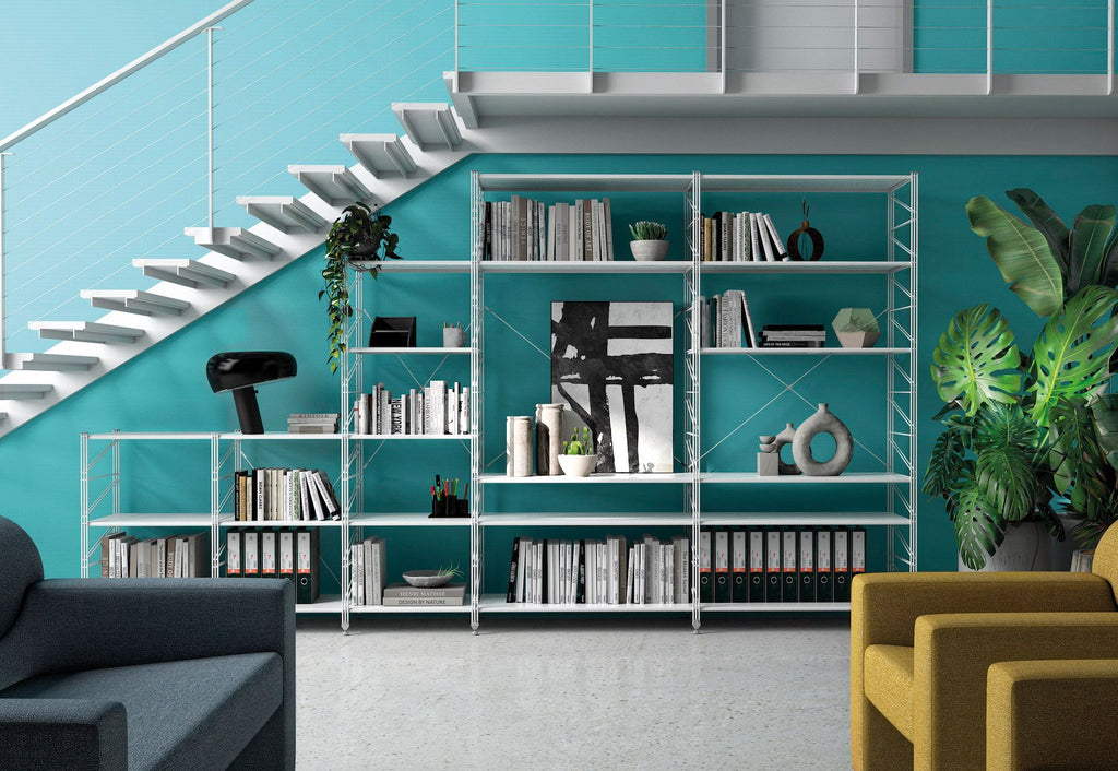 Scaffale libreria a parete in acciaio Melker 246