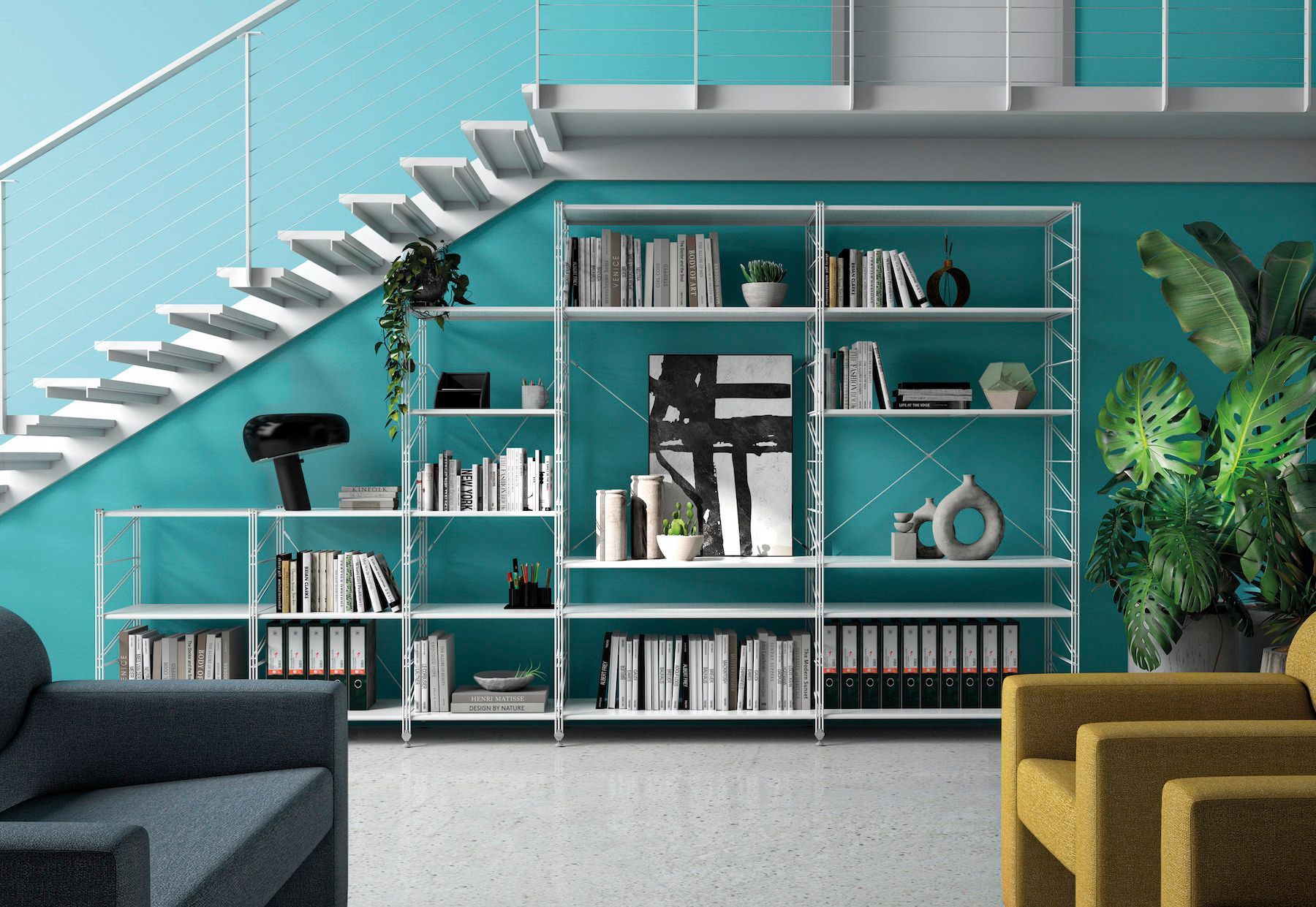 Scaffale libreria a parete in acciaio Melker 246