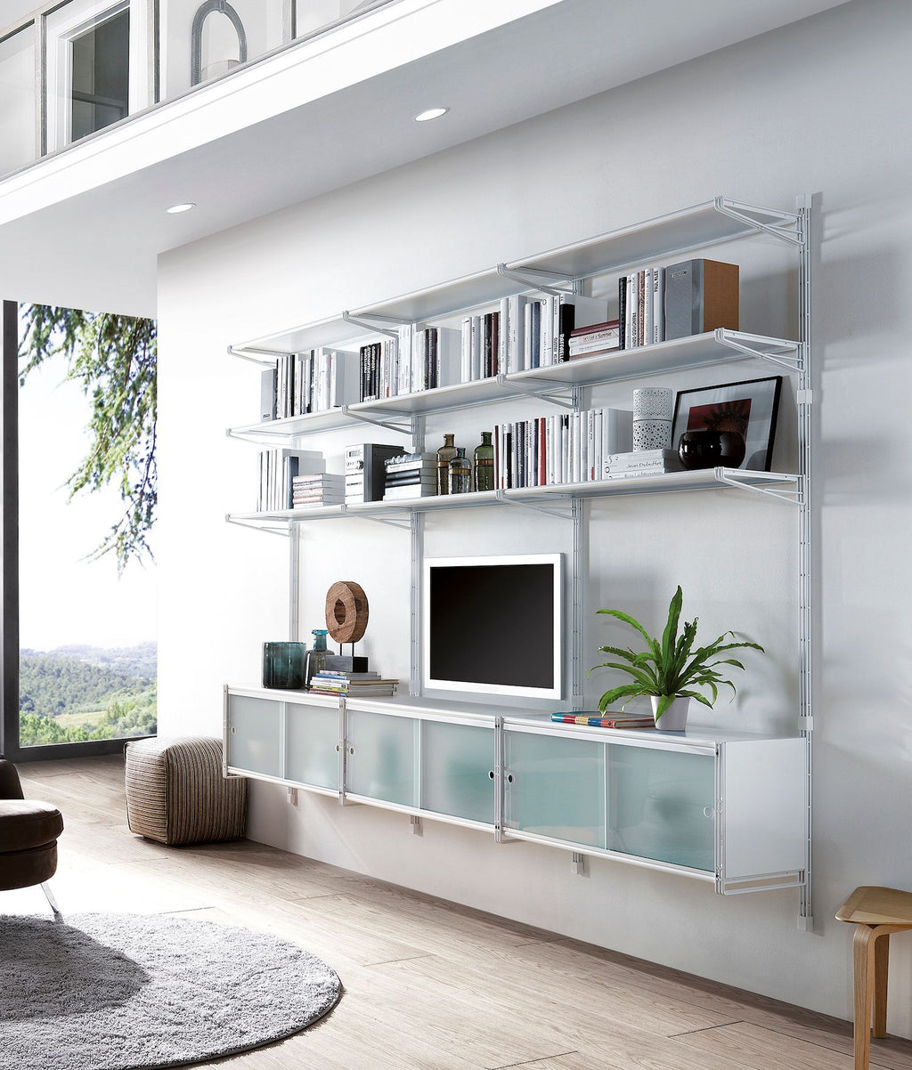 Libreria a parete in acciaio e vetro Melker 247