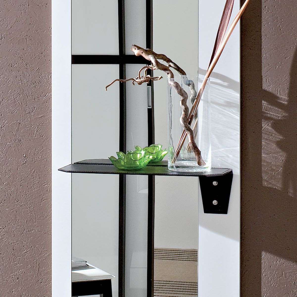 Specchio da parete con mensola e appendiabiti Julius