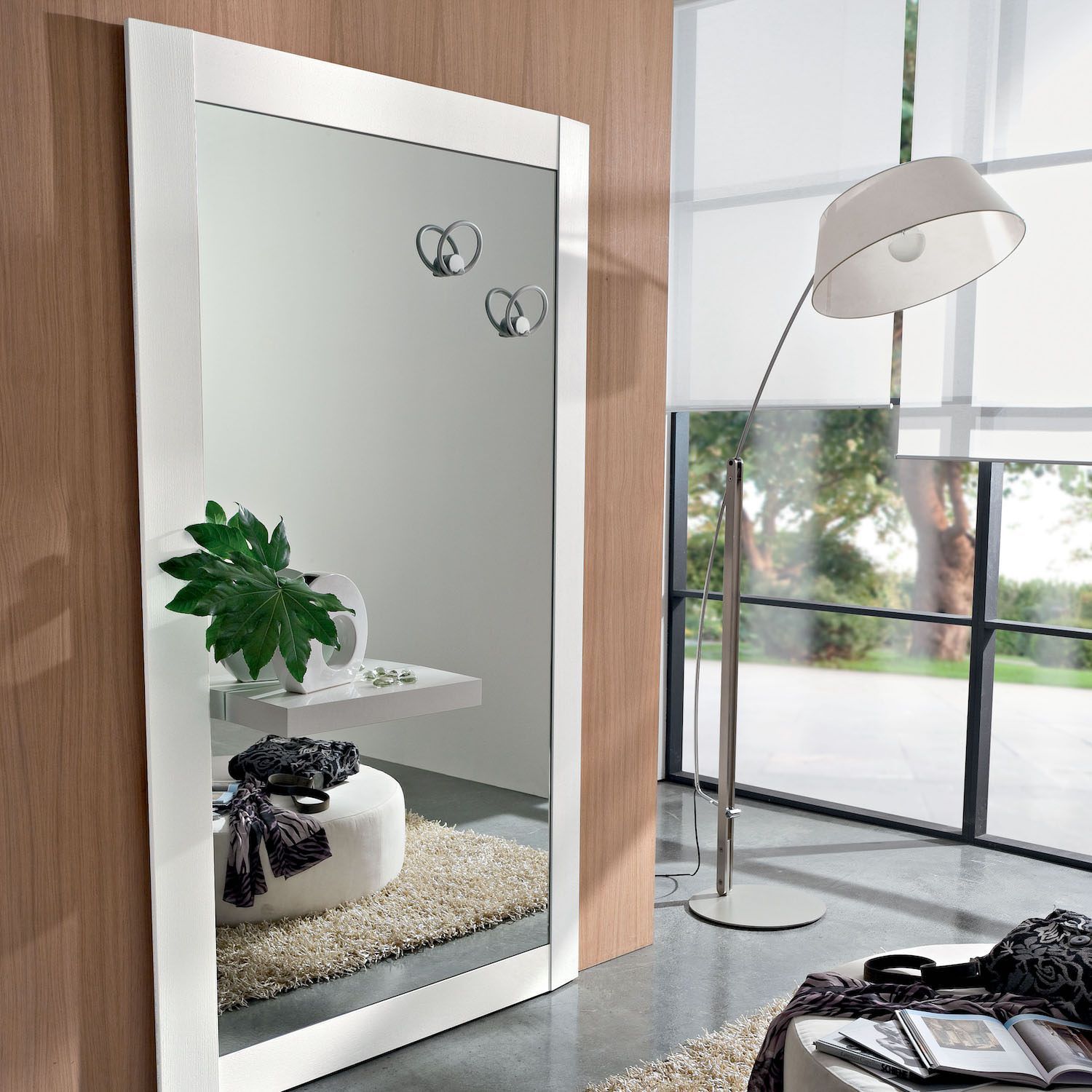 Specchio per ingresso con mensola e appendiabiti August B