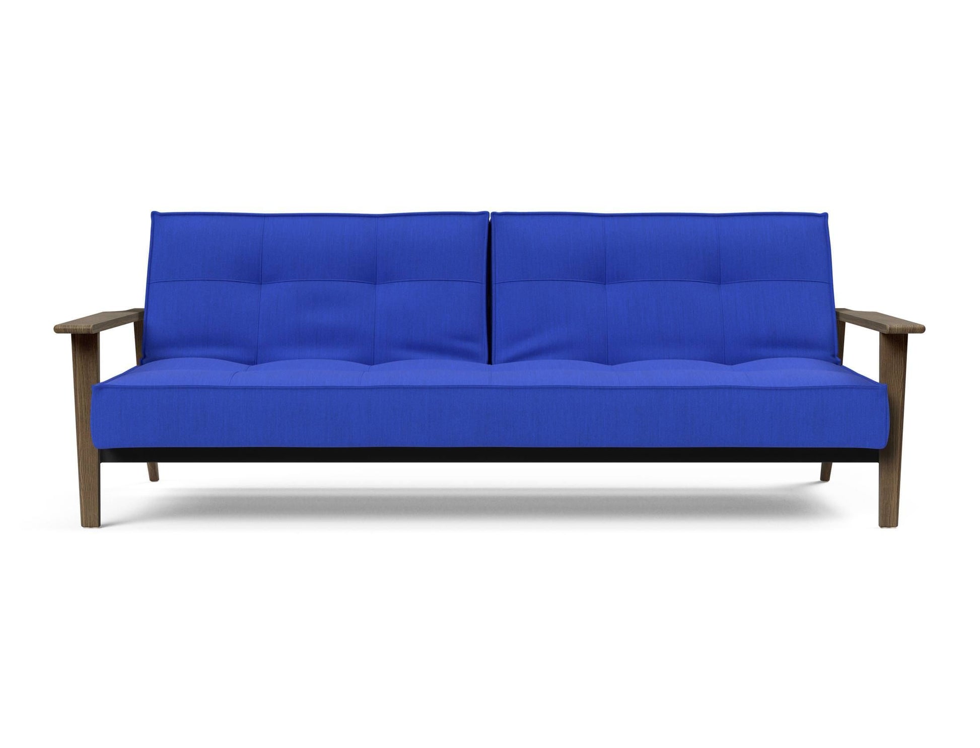 Divano letto con braccioli in legno e materasso a molle SplitBack Frej - 512 Elegance Ultramarine