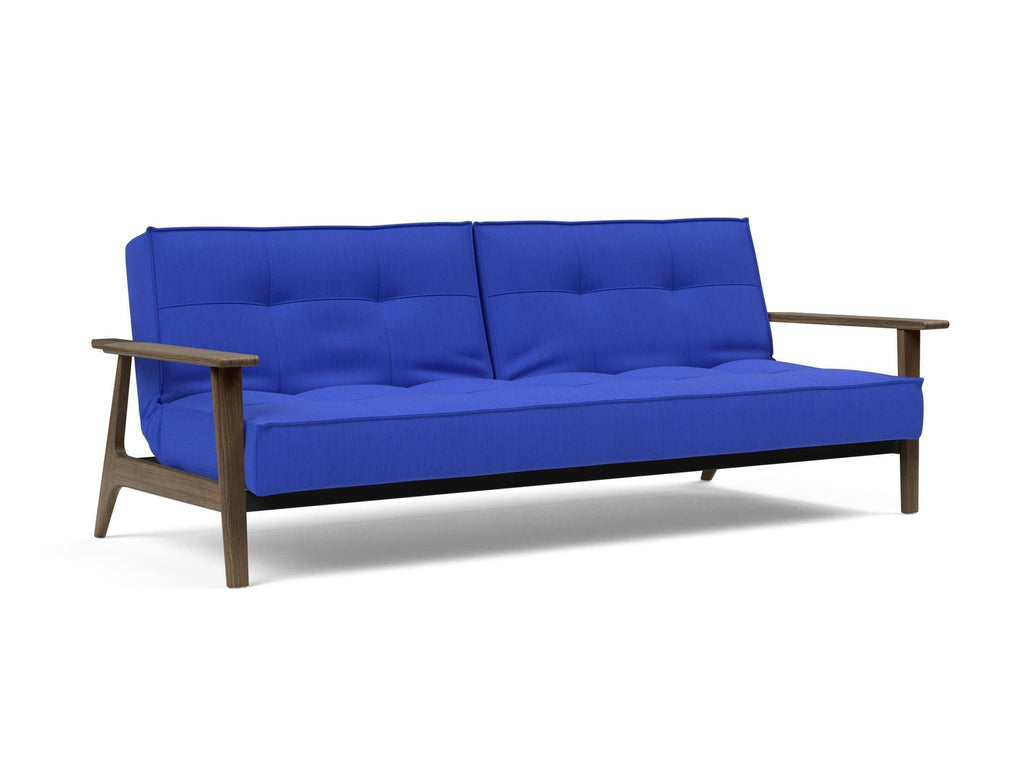 Divano letto con braccioli in legno e materasso a molle SplitBack Frej - 512 Elegance Ultramarine